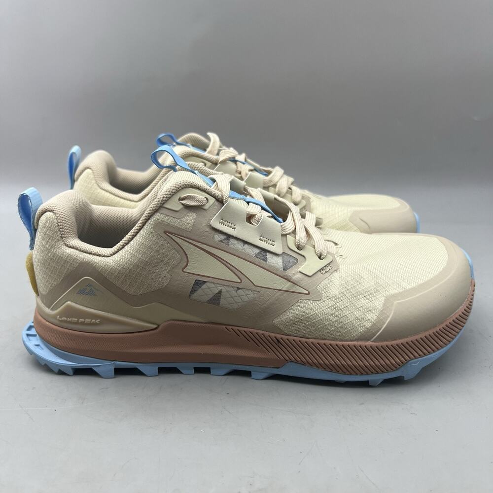 Altra Lone Peak 7 Trail Running Shoes Women Size 6 Beige Blue Comfort Sneakers